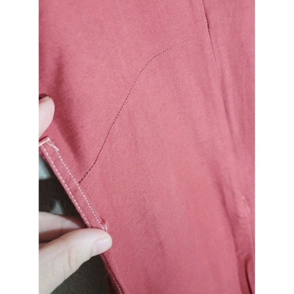 ASOS Rust Red Cotton Linen‎ Midi Dress Side Zip Pockets Size US 2 - Picture 5 of 10
